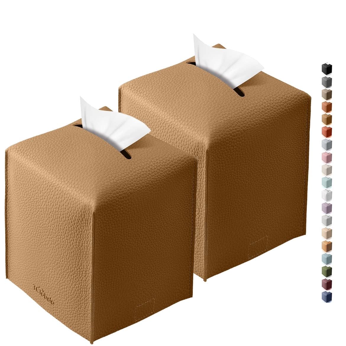 PU Leather Tissue Box Cover - Navy Blue -10