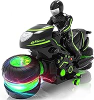 2025 RC Stunt Dirt Bike for Kids 4-12: Sideways Glide, RGB Color-Changing Wheels, 2.4GHz Remote Control Motorcycle with 60Min Dual Battery Play