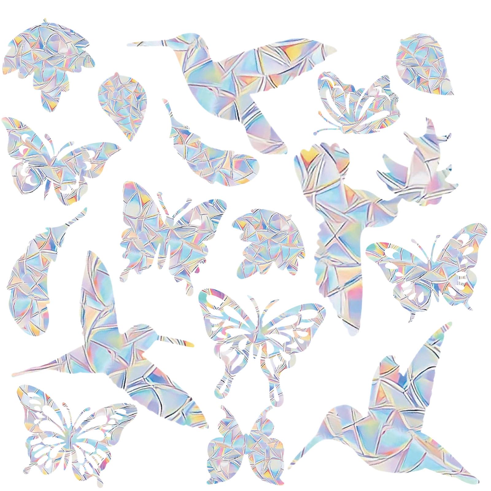 10 Pezzi Adesivi Anti Collisione Vetri, Arcobaleno, Prisma per Finestre, Protezione Uccelli, Adesivi Elettrostatici in PVC Uccelli Anticollisione Avviso, Diametri Vari per Porte e Finestre