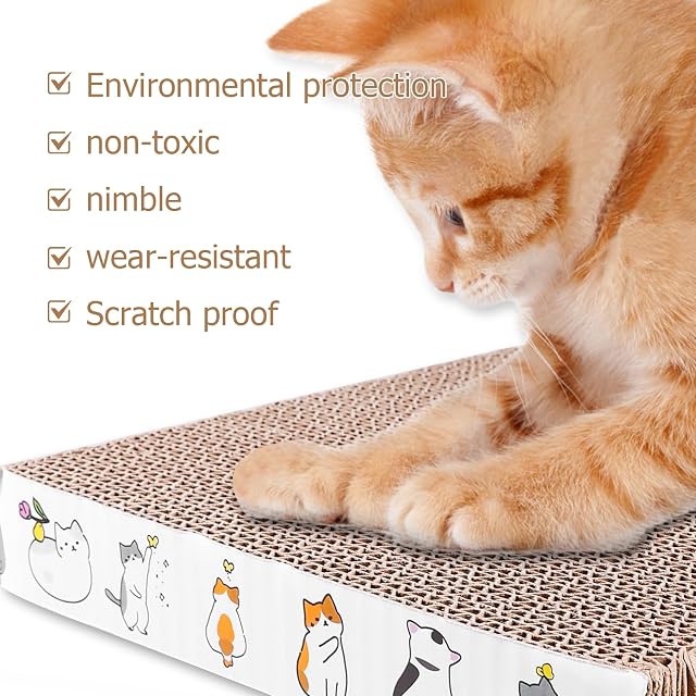 Foto 3 de 7 de 2 Tablas Rascadoras para Gatos, Cartón Ondulado, 43 X 21 Cm, Cartón Rascador Cuadrado para Gatos