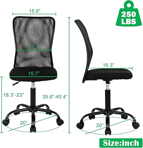 Miniatura 2 de Silla de oficina, silla de escritorio, silla de trabajo con respaldo medio para computadora con altura ajustable y soporte lumbar, asiento giratorio