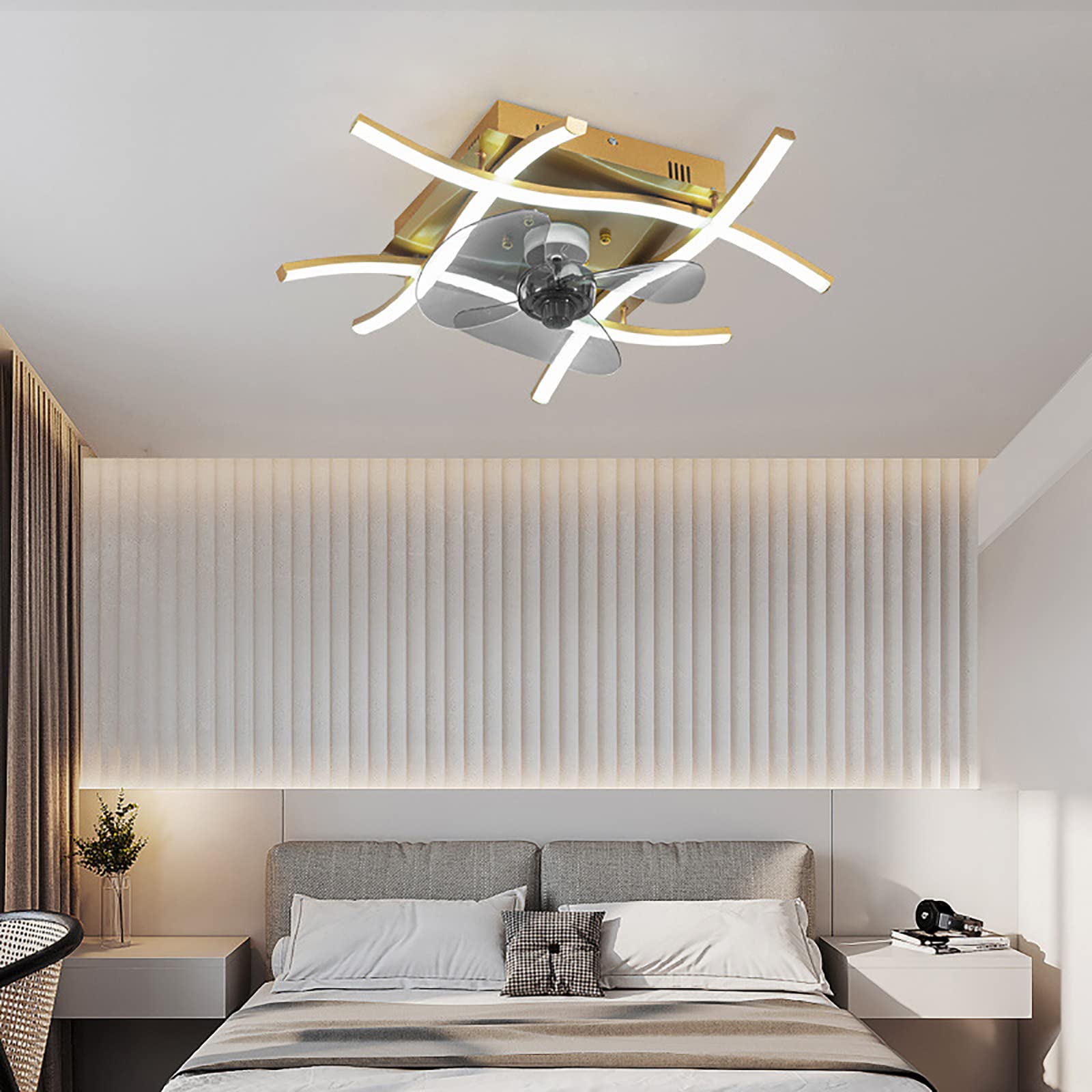 Ventilateur de plafond avec lampes LED à intensité réglable et moteur silencieux