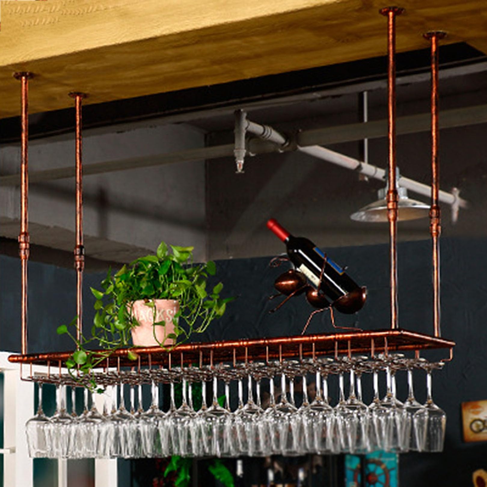 Casier à vin mural en métal noir pour rangement de bouteilles vertical