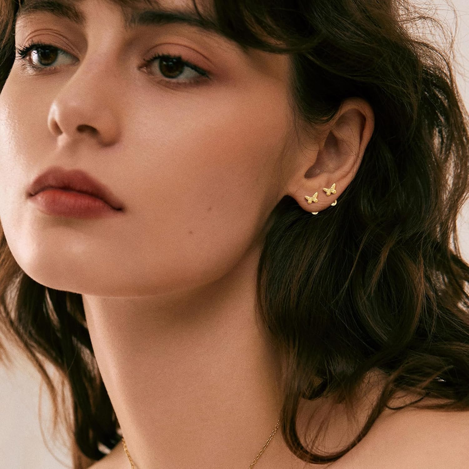 Gold Stud Earrings 925 Sterling Silver 18K Gold Plated Cubic Zirconia Screw Back Cute Hypoallergenic for Women Jewelry Valentine's Day Gift - Image 2