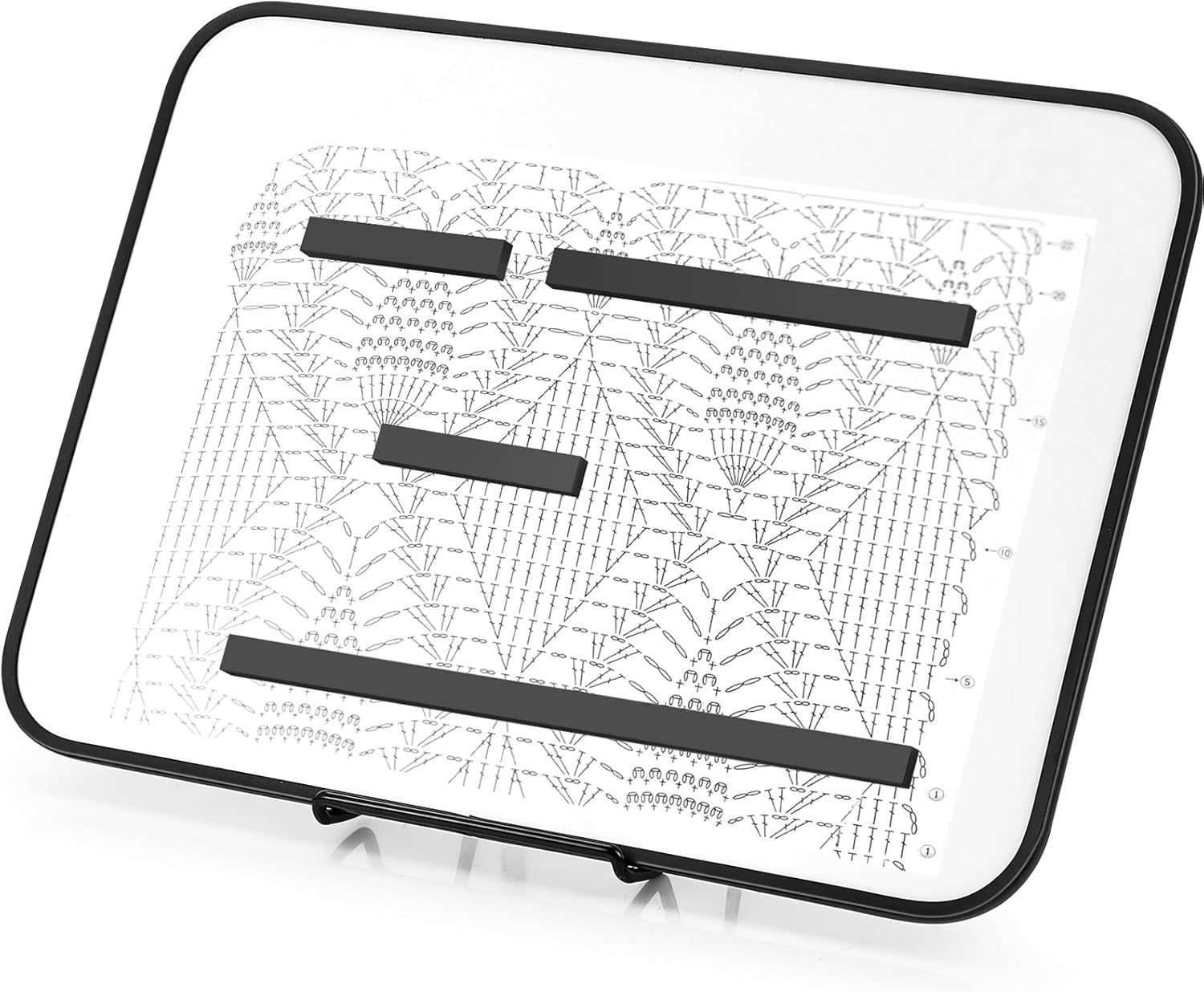 Flutesan 11 x 14 Inches Knitting Pattern Holder with 4 Replacement Magnets Knitting Chart Keeper Magnetic Board Cross Stitch Supplies for Crochet(Black Border)