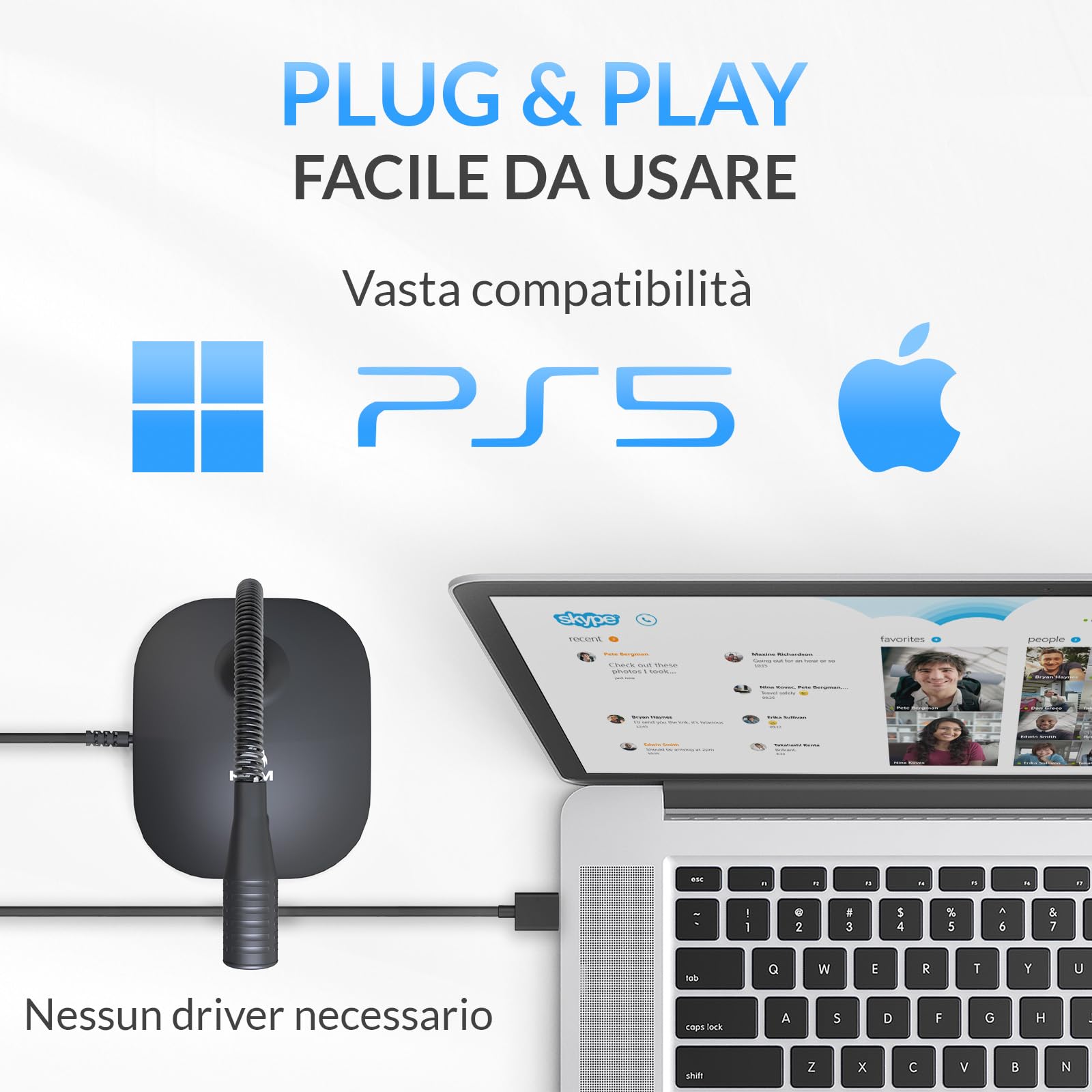 KLIM Talk – Microfono USB PC e PS4 – Microfono da Scrivania Omnidirezionale a Condensatore – Vasta Compatibilità – Plug & Play – Audio Professionale ad Alta Definizione - Nero [Nuova Versione]