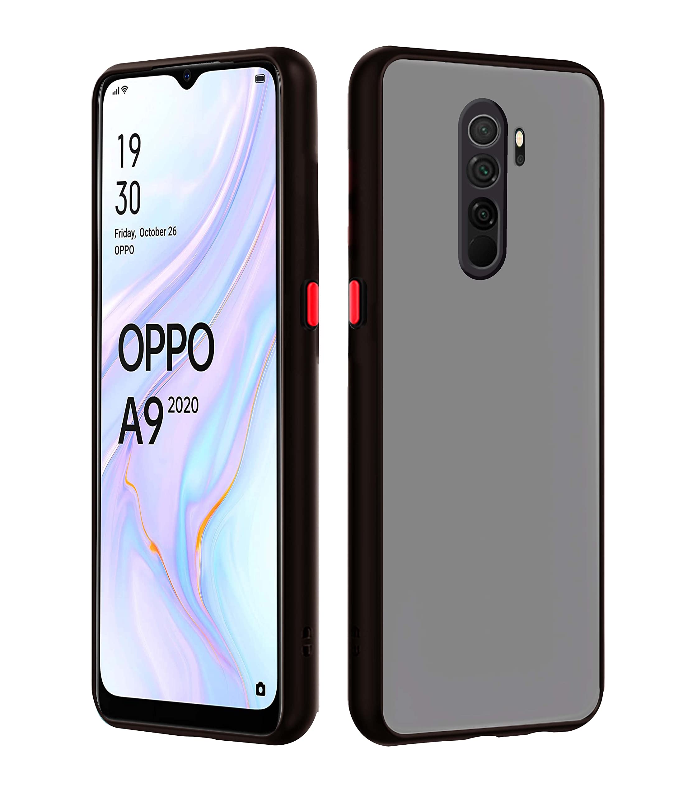 Pikkme TPU and PC Hybrid Smoked Back Full Camera Protection Raised Edges Super Soft-Touch Bumper Back Cover for Oppo A5 2020 / A9 2020 (Black) (B09J944YL4) Amazon Price History, Amazon Price Tracker