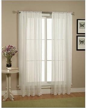 Empire Home Solid White Sheer Voile Curtain Window Panel Sale! 63" Short
