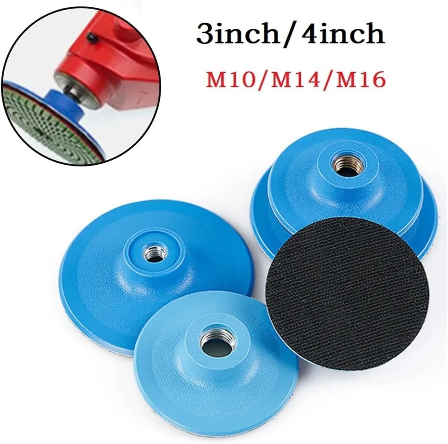 Bench grinder buffing wheel, 3/4inch Polishing Disc Sanding Disc Backing Pad Hook and Loop Buffing Disc M10/M14/M16 Thread for Sander Polishers Polishing(4inch M14)