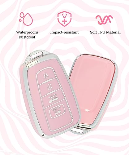 Miniatura 2 de Zlirfy Funda para llavero de automóvil, accesorios de automóvil, protección de TPU suave, funda para llave con llavero para mujer, protección