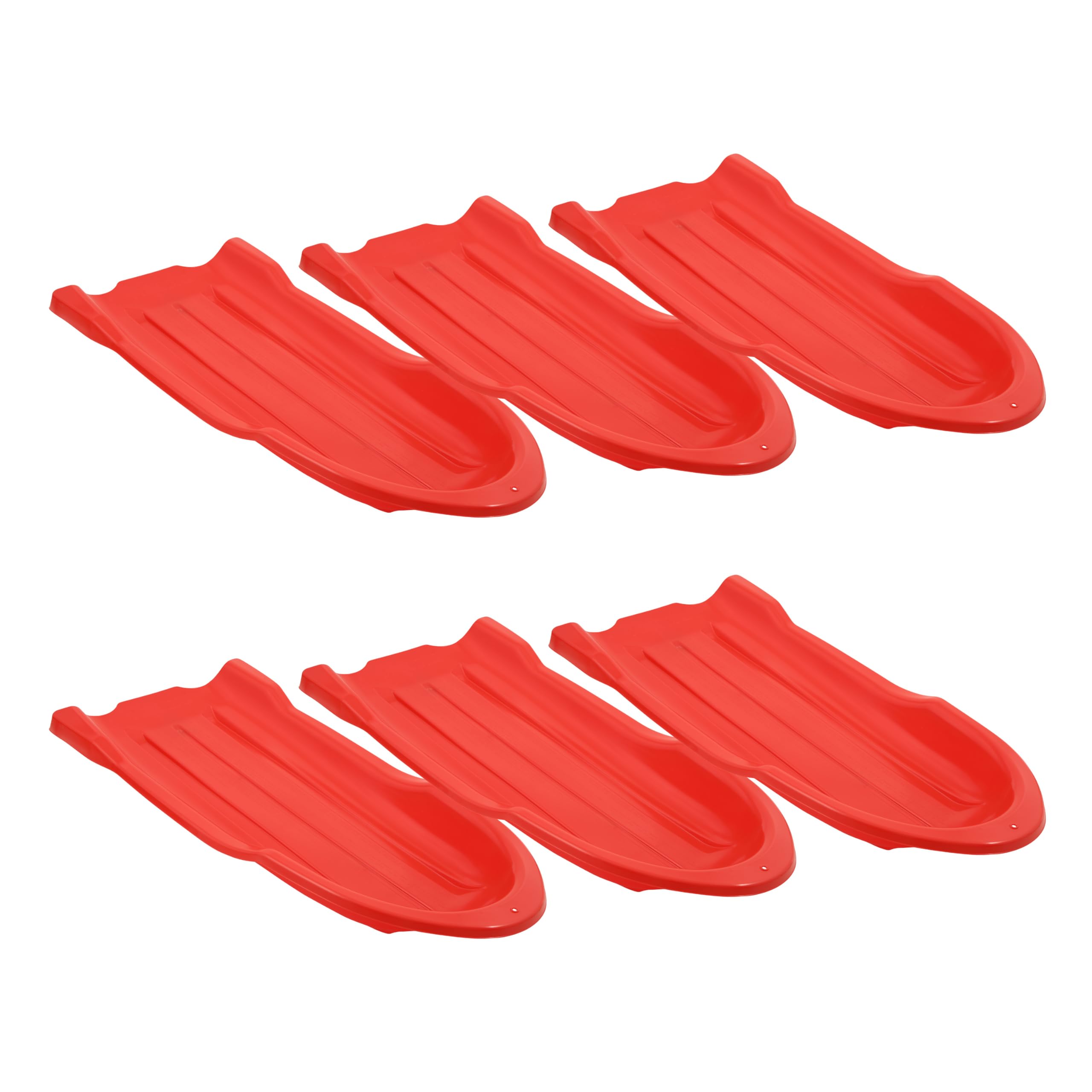 Superio Toboggan – Lot de 6 luges à neige pour enfants et adultes, glissières à dos ouvert en plastique robuste de 116,8 cm avec poignées et trou pour cordes de traction (rops non incluses), amusement