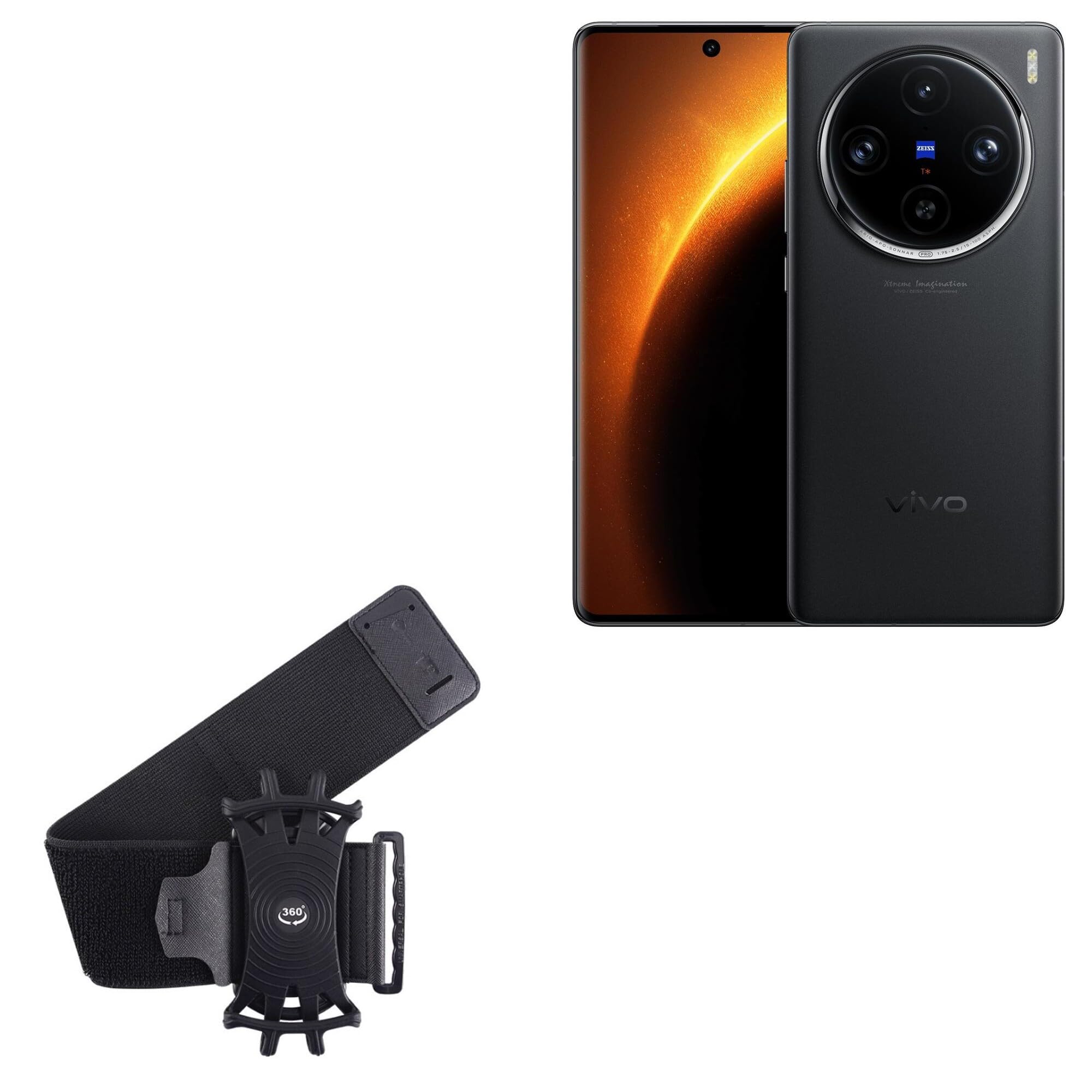 BoxWave Holster Compatible with vivo X100 Pro - ActiveStretch Sport Armband, Adjustable Armband for Workout and Running - Jet Black