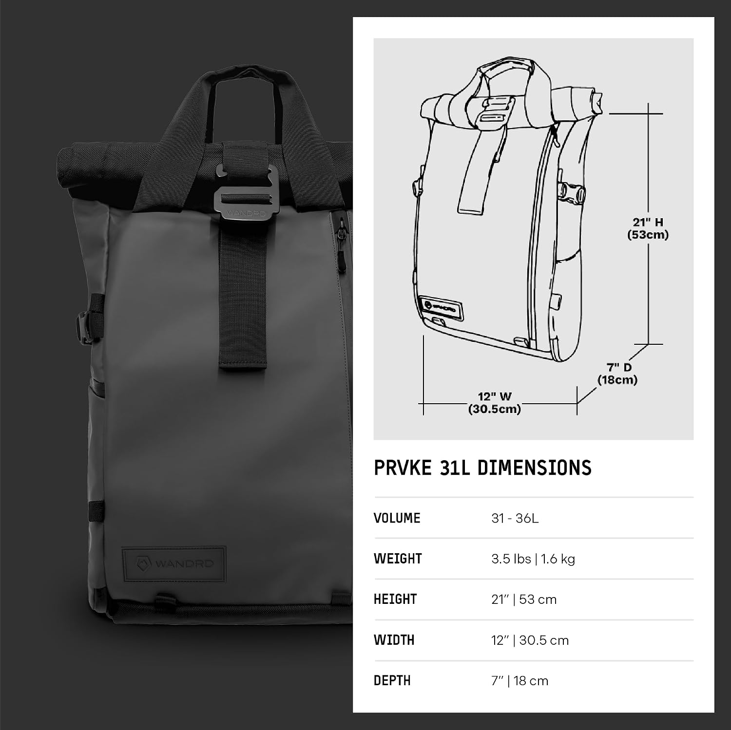 WANDRD PRVKE 31L Backpack: Weather-Resistant Travel & Camera Backpack with Laptop Sleeve, Quick Side Access, Clamshell Opening – Ideal Photography & Travel Bag (Black) 11 71TUAF3AmLL. AC SL1500