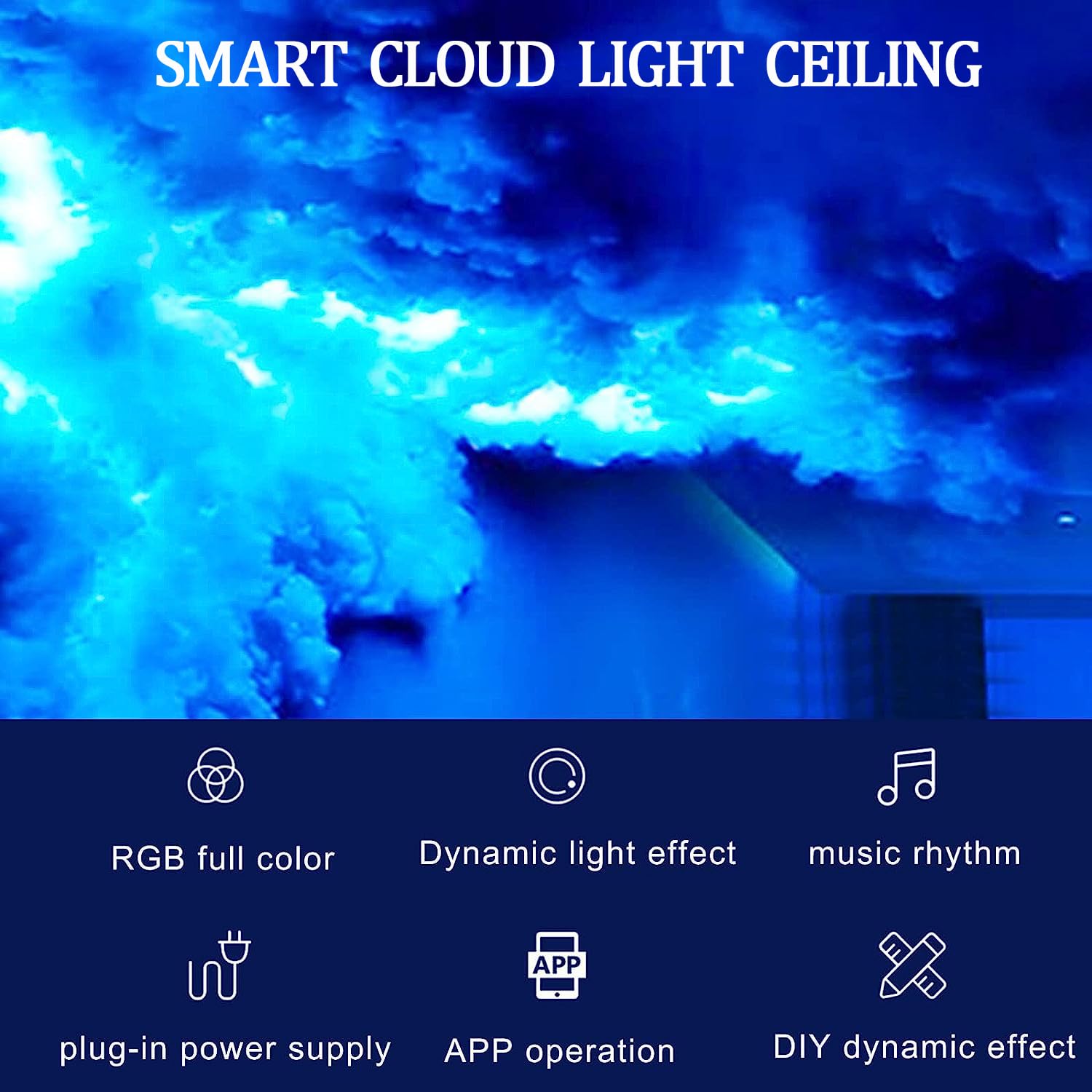 Amazon.co.jp : zyiesrsq 天井用LED雲 16フィート 寝室用3Dクラウド