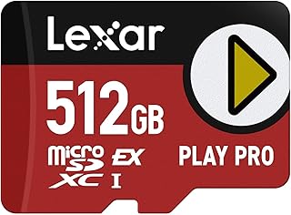Lexar PLAY PRO MicroSDXC Express Card, 512 GB, Maximum Read 900MB/s / Write Up to 600 MB/s, Nintendo Switch, 4K Video, Dro...