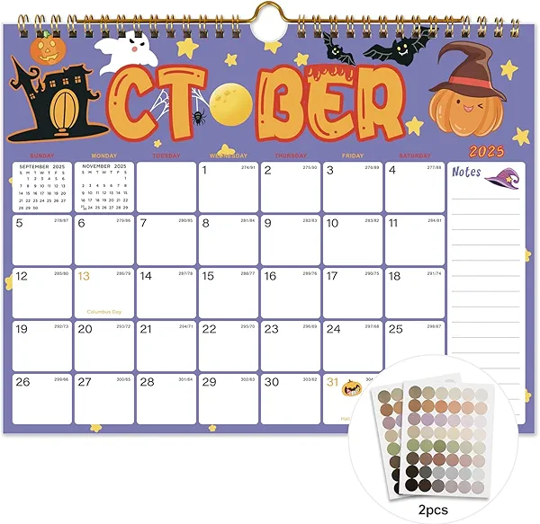 Vibrant Focus 2025-2026 Calendar - 18 Monthly Wall Calendar, July 2025 - December 2026, 8.5" x 11", Calendar 2026 with Twin-Wire Binding, Hanging Hook, Blocks and Julian Dates (2025-2026 Wall Calendar)