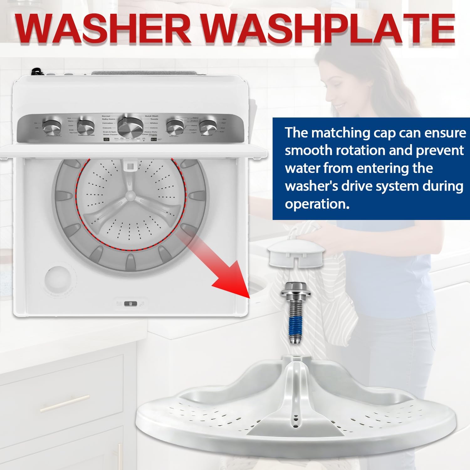 W10902814 Washer Washplate Fit for May-tag MVWB835DW0 MVWB855DC0 MVWB855DW0 MVWX655DW0 MVWX655DW1 MVWX655DW2 MVWB835DW4 MVWB855DC3 MVWB835DW3 MVWB755DW0 MVWB835DC0 MVW7232HW1 7MMVWB835EW0 7MMVWB855EC0