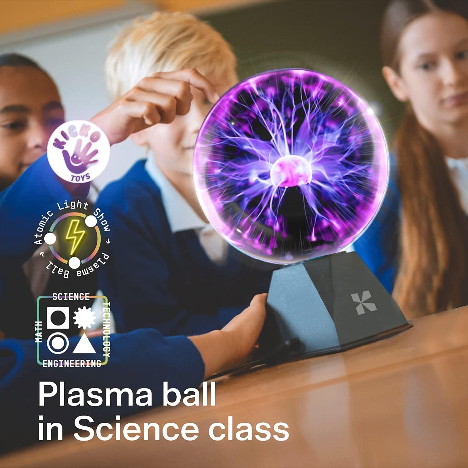Kicko Purple Plasma Ball - 7 Inch - Nebula, Thunder Lightning, Plug-in - for Parties, Decorations, Prop, Kids, Bedroom, Home