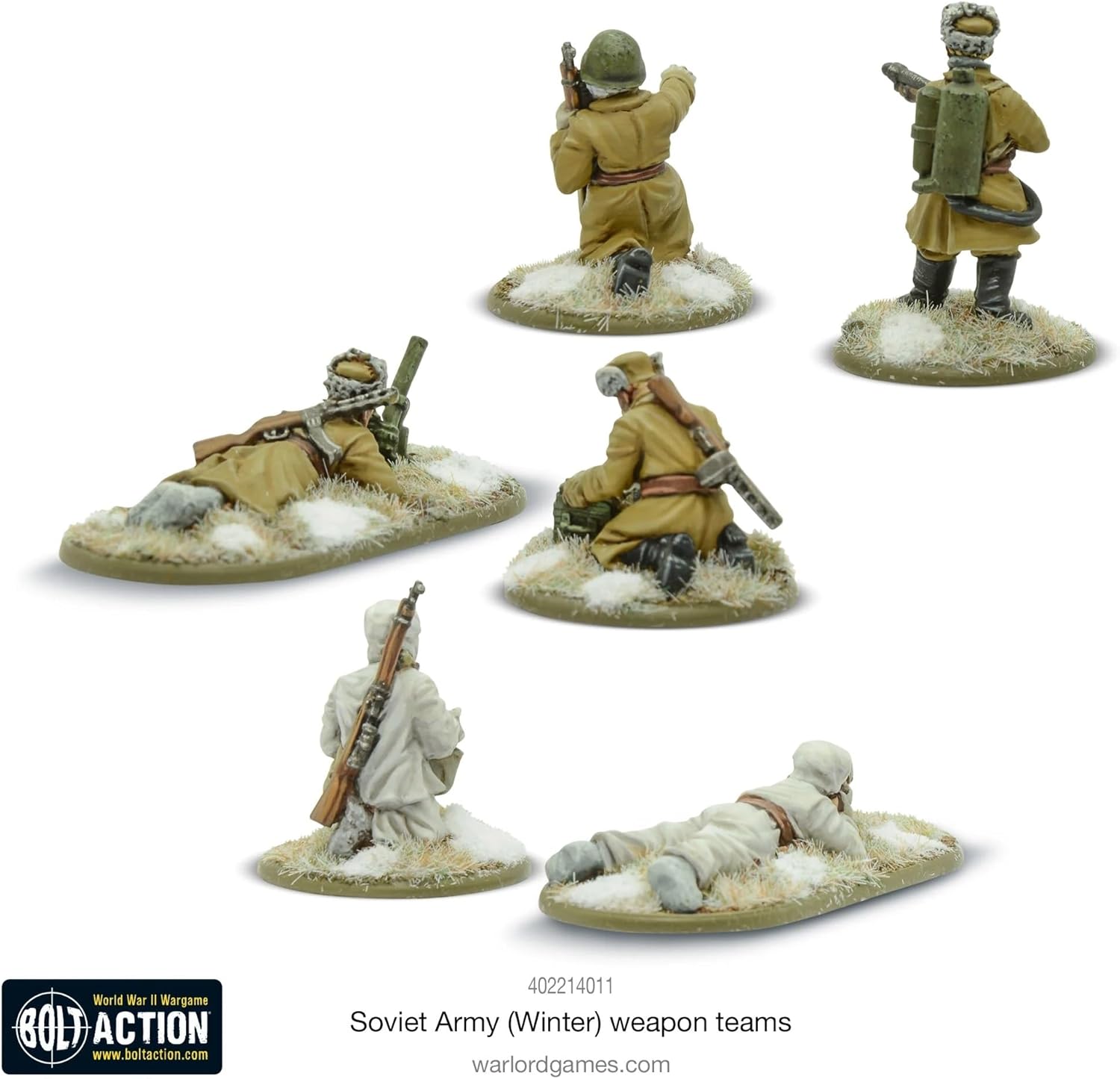 Warlord Games Bolt Action WWII Soviet Army Winter Weapons Teams Figures 1:56 Military Table Top Wargaming Plastic Model Kit 402214011