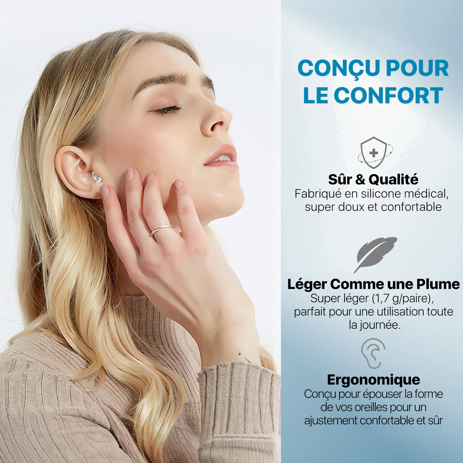 Hearprotek bouchon d'oreille protection auditive 23dB bouchon oreille anti bruit Silicone souple ear plugs pour la musique Musiciens, concert, avion, fêtes, Batteurs taille S 1paire,Iridescente