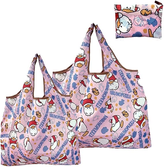 Amazon 2点セット エコバッグ 折りたたみ 買い物袋 コンパクト 大きめ 小さめ ナイロン かわいい キャラクター おしゃれ 洗える Yaunlel エコバッグ 買い物バッグ