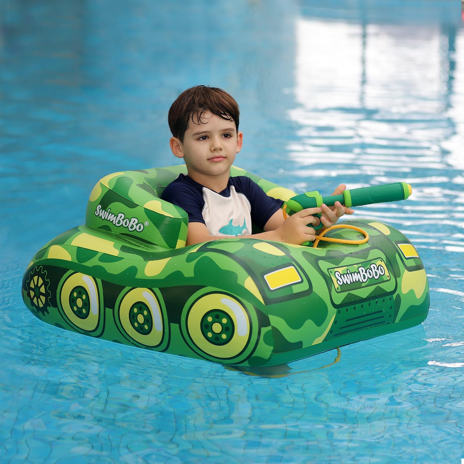 Swimbobo Inflatable Tank Pool Floats Kids Toddler Pool Floaties Swimming  Pool Tank with Water Gun Swim Floaty Rafts Lake Beach Party Pool Toys for 