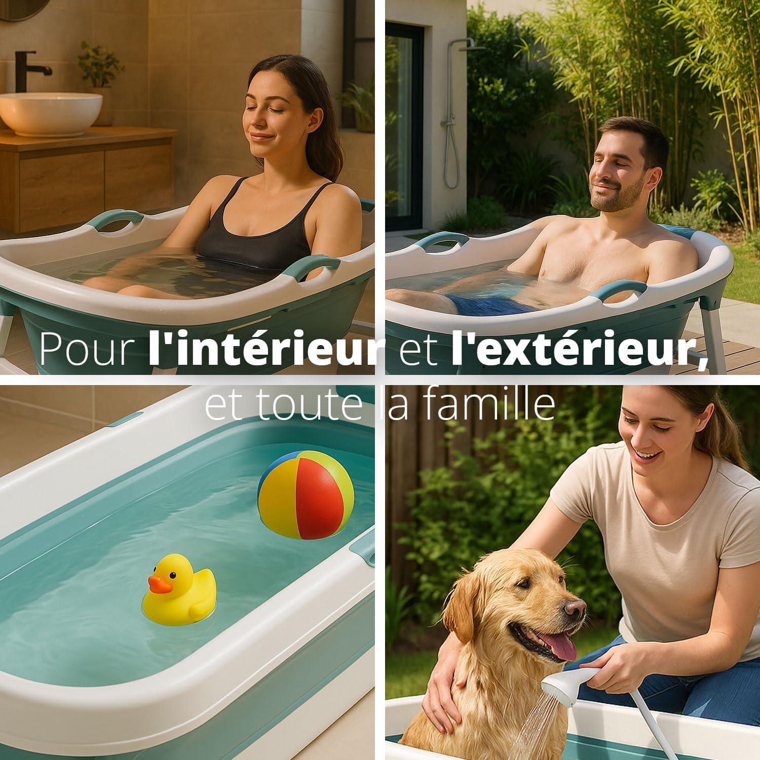 Person enjoying a bath in the FlinQ foldable bathtub