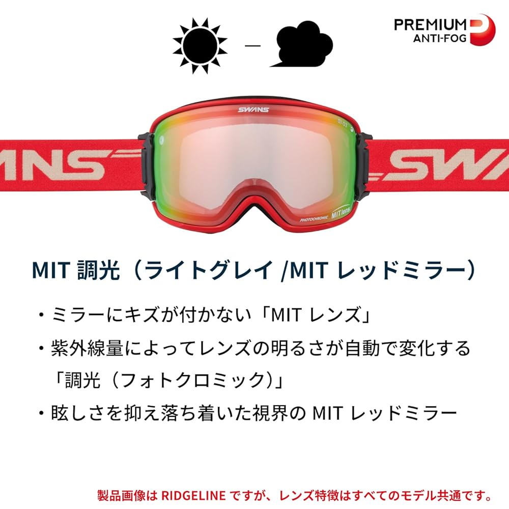SWANS 眼鏡対応 ULTRA 調光レンズ リッジライン RIDGELINE スノーゴーグル RIDGELINE(リッジライン) 眼鏡対応 専用スペア