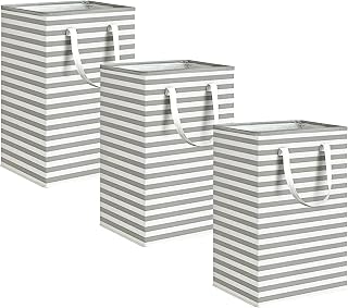 Laundry Baskets, 3 Pack 75L Freestanding Laundry Hamper with Long Reinforced Handles, Laundry Room Organization Collapsible Laundry Baskets for Laundry Clothes Toys, Family Dorm Room Essentials