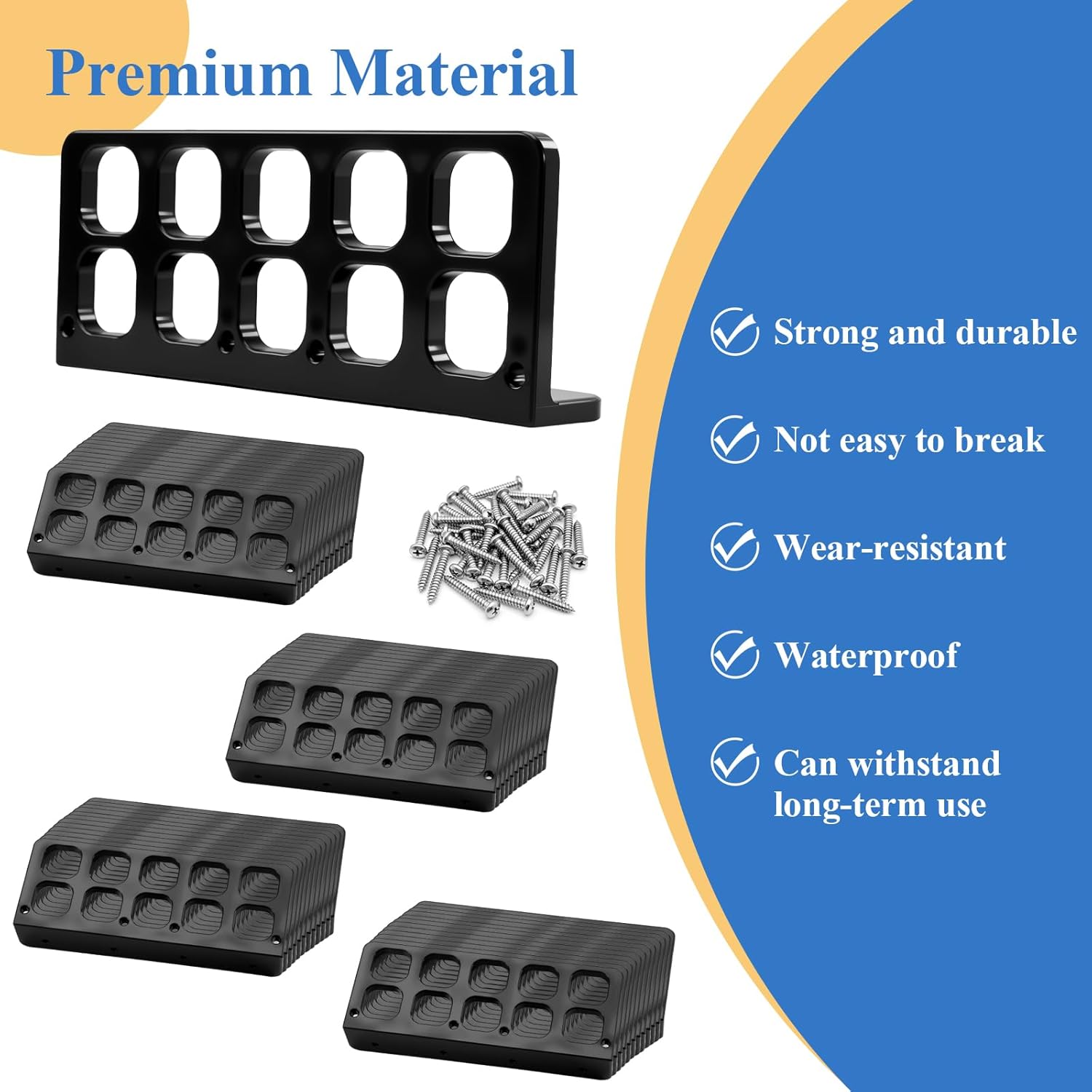 Cable Chase Wire Bracket Fit for NMB Electrical Cord Organized Management, 1" 10-Hole Cable Support Wire Bracket Holder W/Screws, NM Cable Support Organizer, Electrical Wire Dispenser, 50 Pcs Black