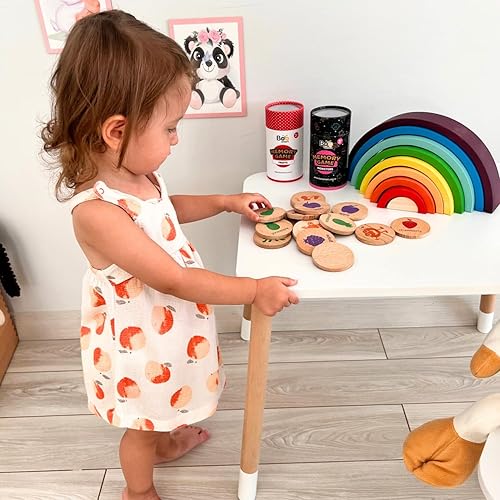 Vista 7 de bee smart Juego de memoria de madera - Juego de memoria a juego para niños de 3 años en adelante, 16 piezas Juguete educativo para niños Frutas