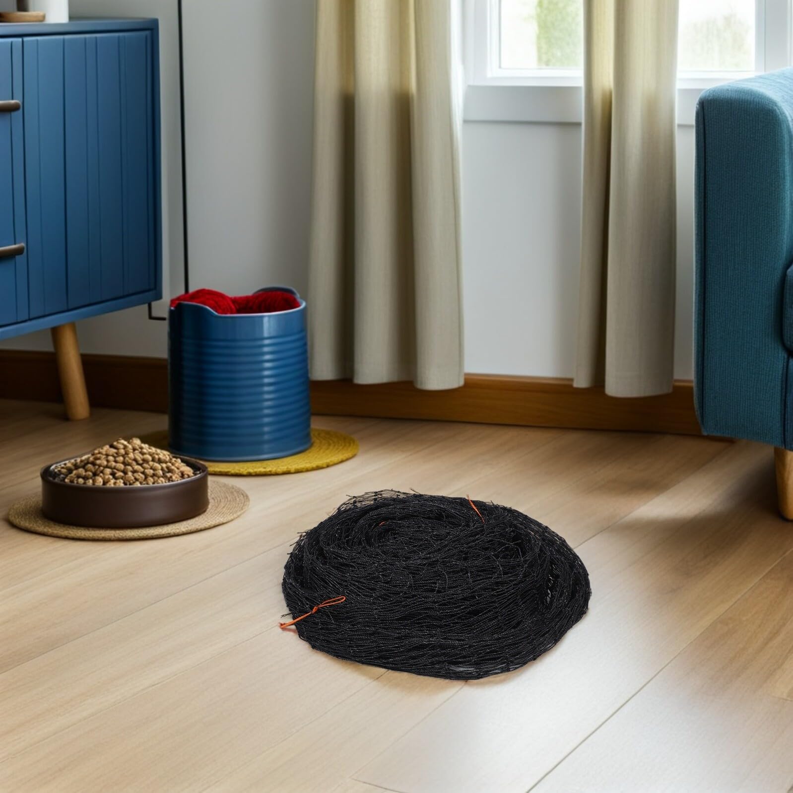 Rete di Sicurezza per Gatti Balcone Anti-caduta 9, 8x13, 1ft Nero | Pe Filo D’acciaio, per Patio Esterni, Barriera per Gatti e Cani di Piccola Taglia, Resistente alle Intemperie