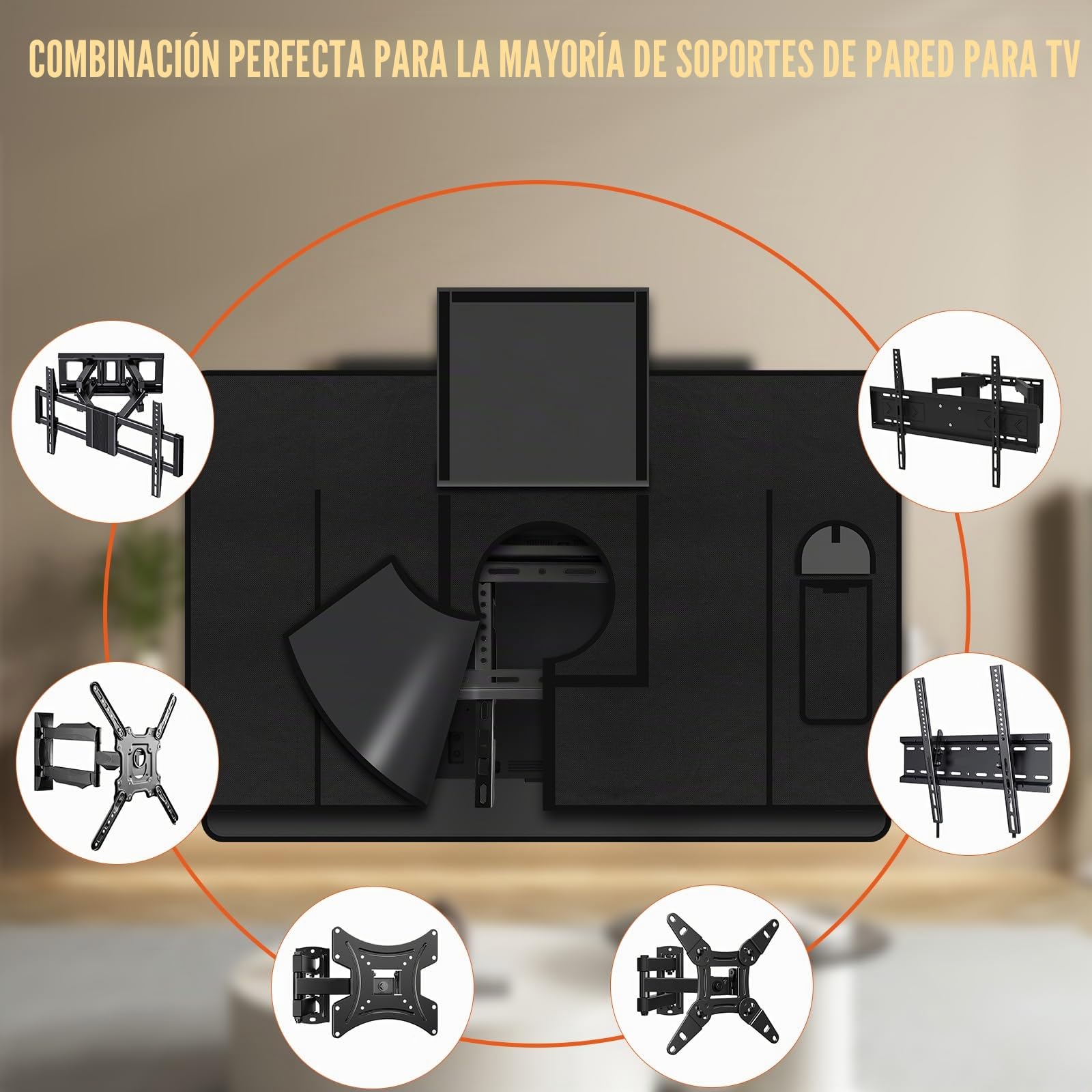 Housse de Protection pour TV d'Extérieur, Protections Écrans TV de 52 à 55 Pouces, en Tissu Oxford 600D, Étanche, Anti-Poussière, Résistante aux Intempéries, Compatible avec Supports Standards