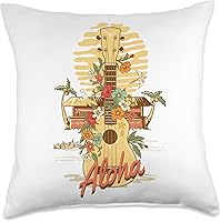 Vista 5 de High Tide Threads Hawaiian Aloha Ukelele Tiki Hut Tropical - Almohada de 16 x 16 pulgadas, multicolor