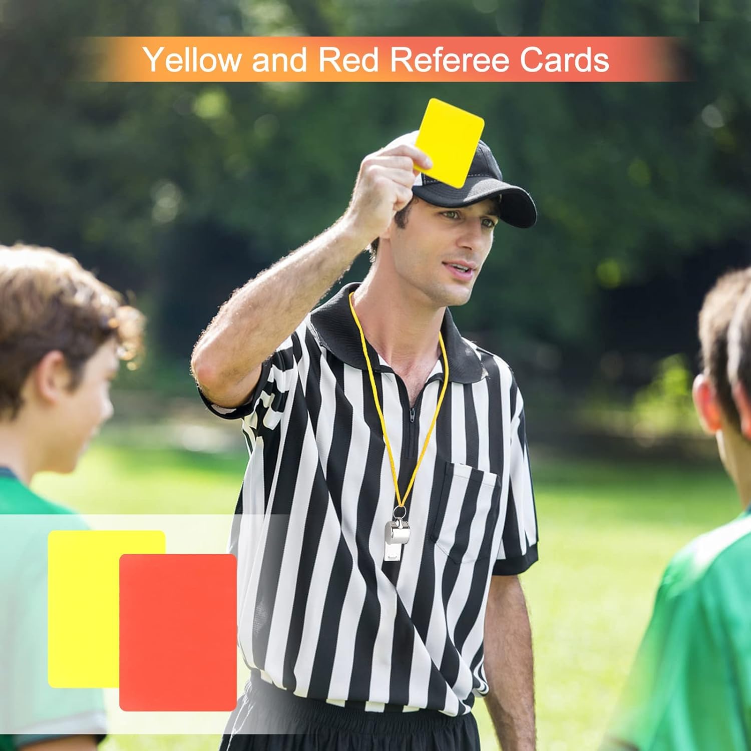 Juego de Tarjetas de Árbitro Deportivo de Fútbol - Tarjeta Roja PCV y Amarilla con Bolígrafo