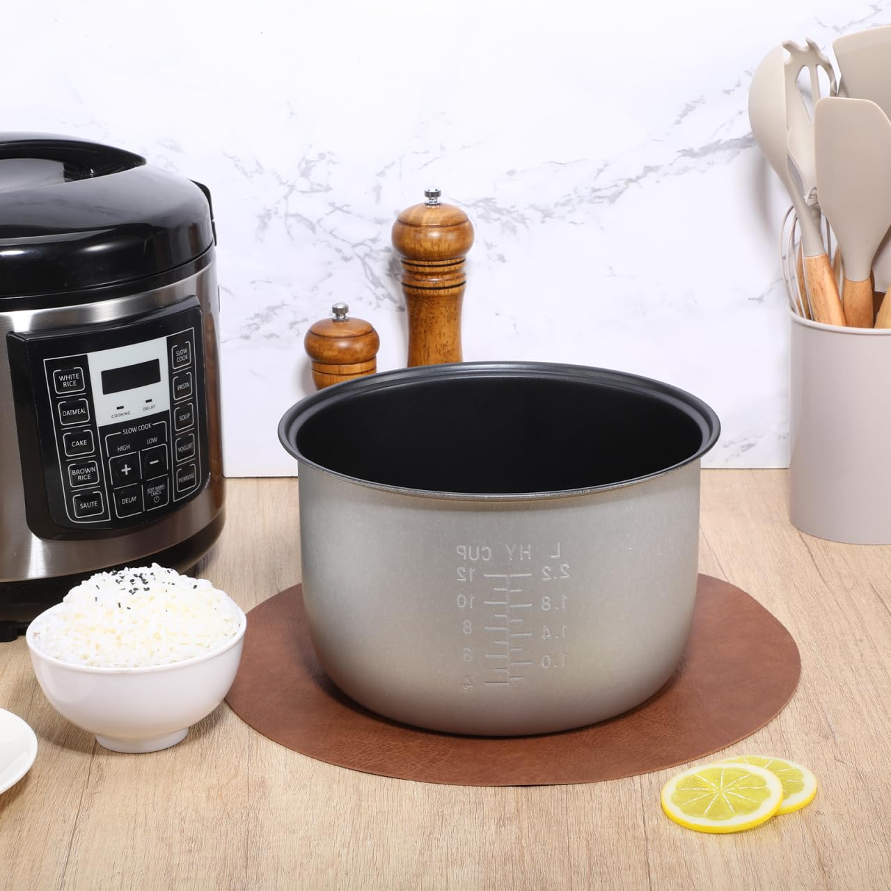 UPKOCH Cuve Intérieure Antiadhésive Pour Cuiseur Électrique Accessoires Cuiseur Riz Pot De Remplacement Avec Échelle Idéal Pour Riz Soupe Et Gâteau 5L 23.50X23.50X14.50Cm