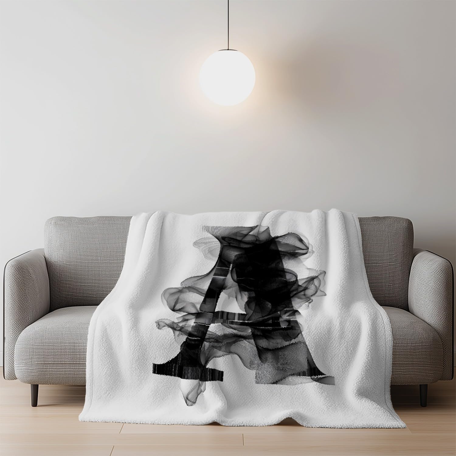 Genérico Manta Apta para Cama y Sofá Cálida y Confortable Ligera y Envolvente Calidez con Estilo Moderno 150 x 200 cm Artístico con Estilo Letras Negro