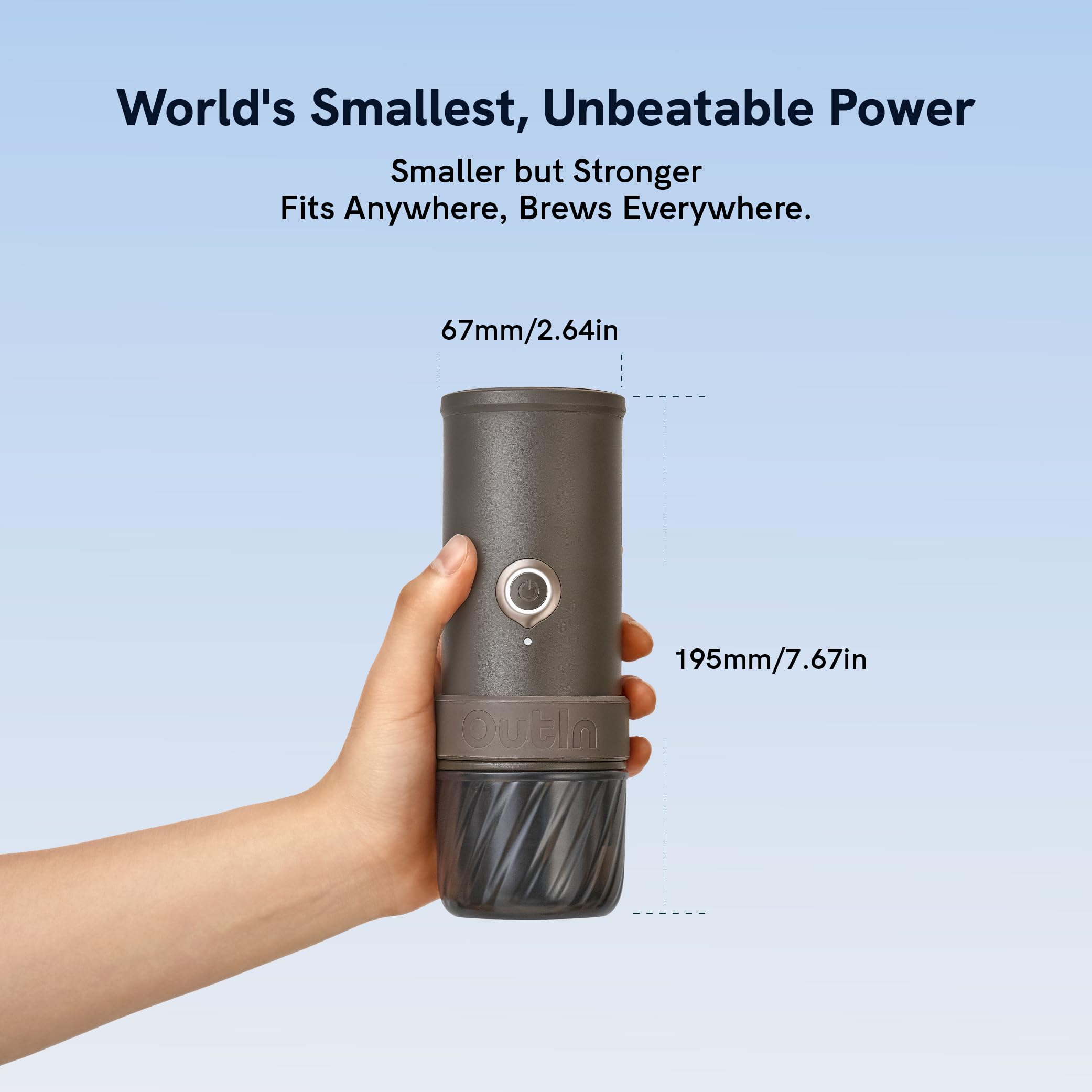 OutIn Mino Tragbare Elektrische Espressomaschine, Mini Camping Kaffeemaschine mit USB-C Selbstheizung