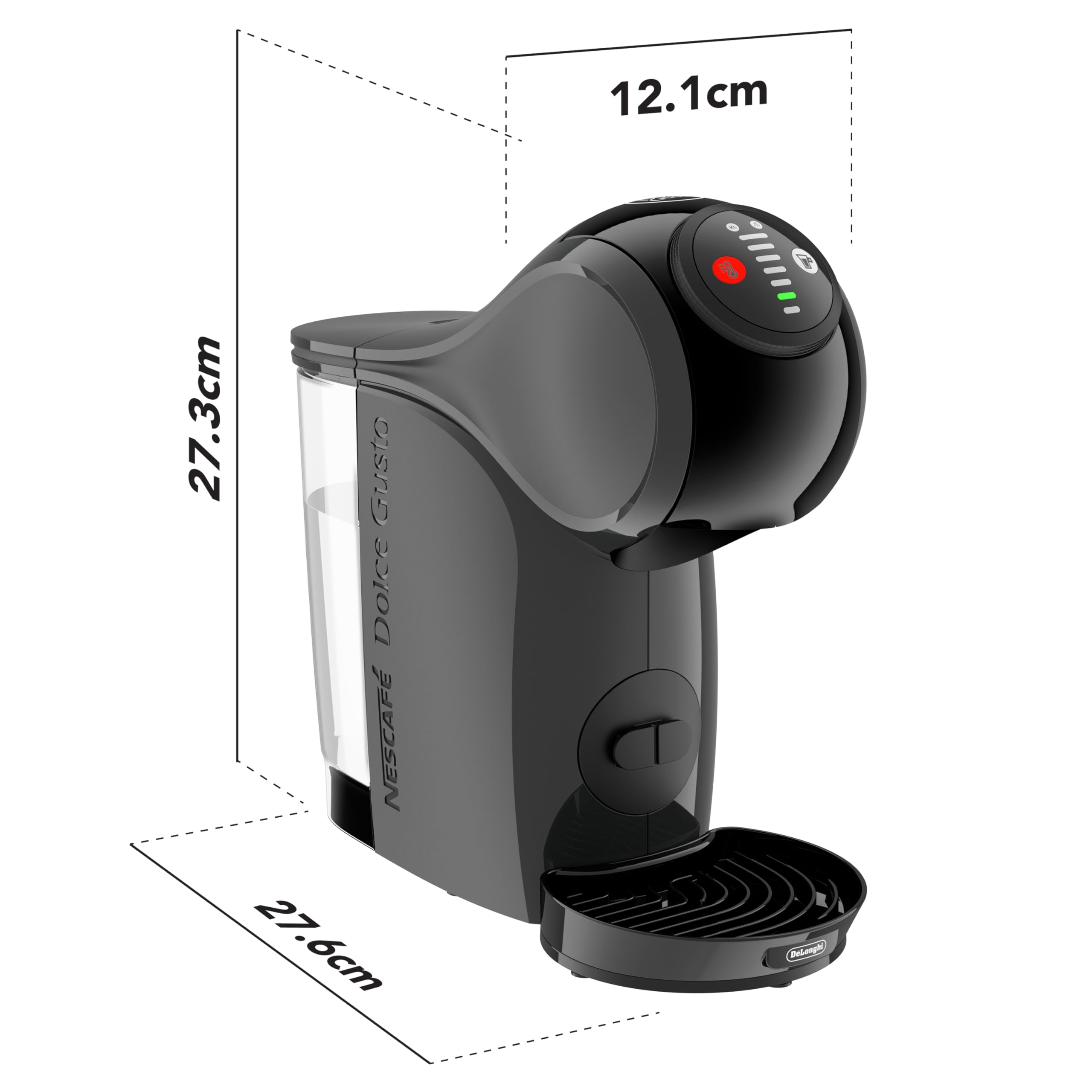 De'Longhi Dolce Gusto Genio S EDG226.A, Máquina de Café en Cápsulas, Diseño Compacto, Tamaño de Bebida Ajustable, Depósito de Agua Extraíble de 0,8L, 1600 W, Gris | Máquina automática para café y bebidas en cápsula NESCAFÉ DOLCE GUSTO, temperatura y longi