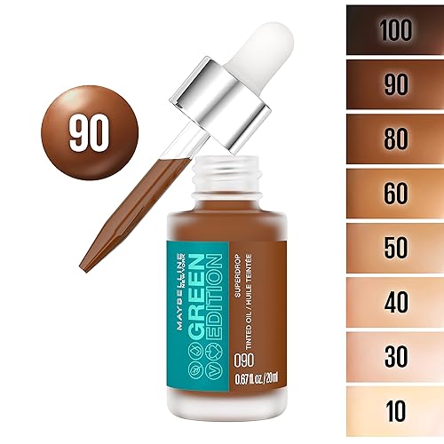 Miniatura 3 de Maybelline Green Edition Superdrop - Base de maquillaje de base de aceite tintado, base de cobertura natural ajustable formulada con aceite de