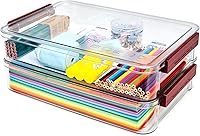 Vista 11 de Juego de 2 cajas de almacenamiento de 5.5 cuartos de galón, 9 x 13, de plástico, portátiles, con cierre de presión, transparentes, apilables