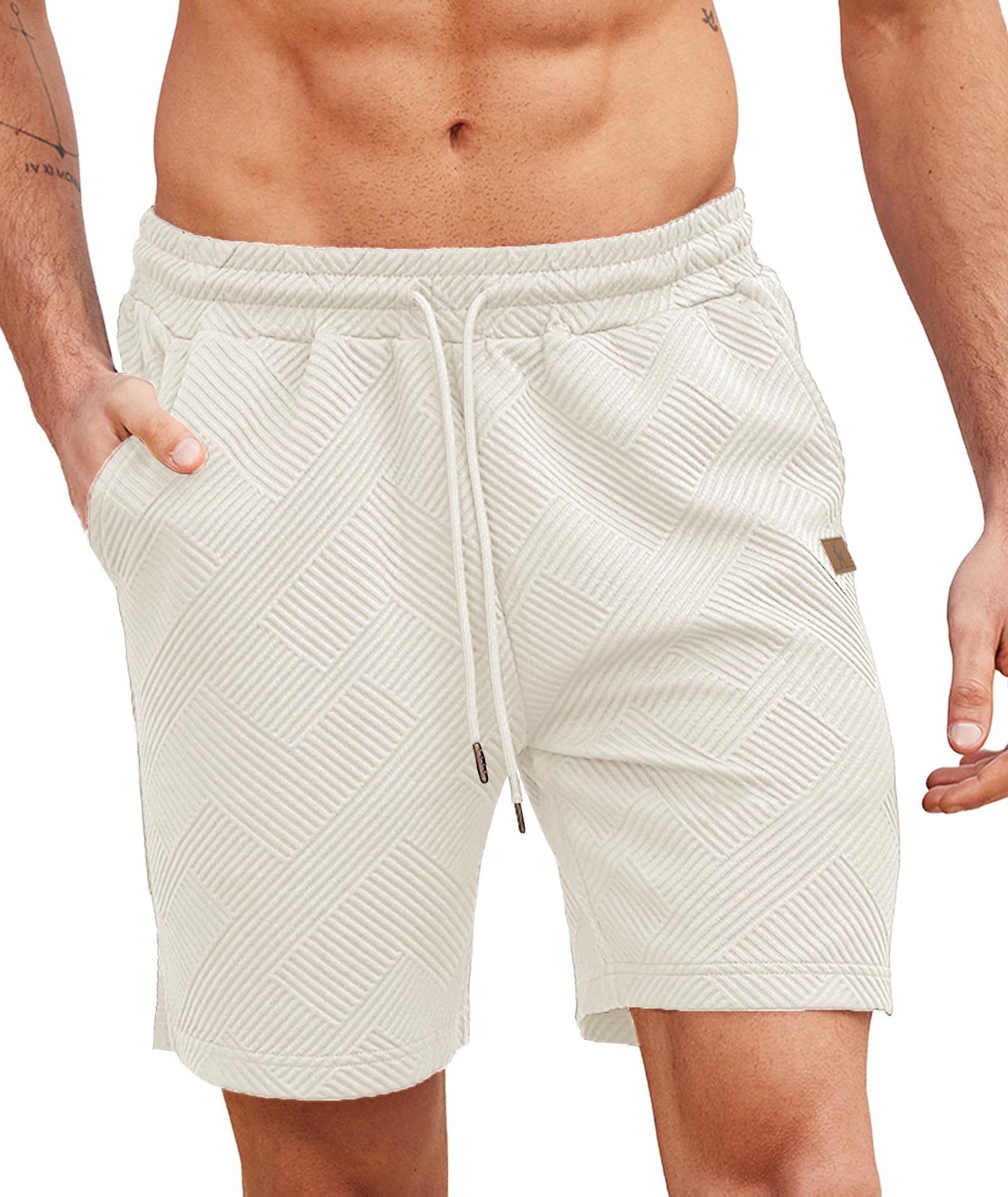 ZITY Textur Kurze Hosen Herren Sommer Casual Shorts Elastische Taille Leichte Freizeithose mit 3 Taschen M-3XL