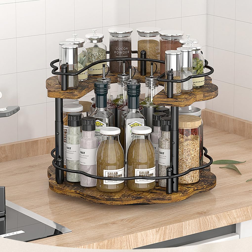 Organisateur à épices Lazy Spice Shelf,à deux étages,rondeur