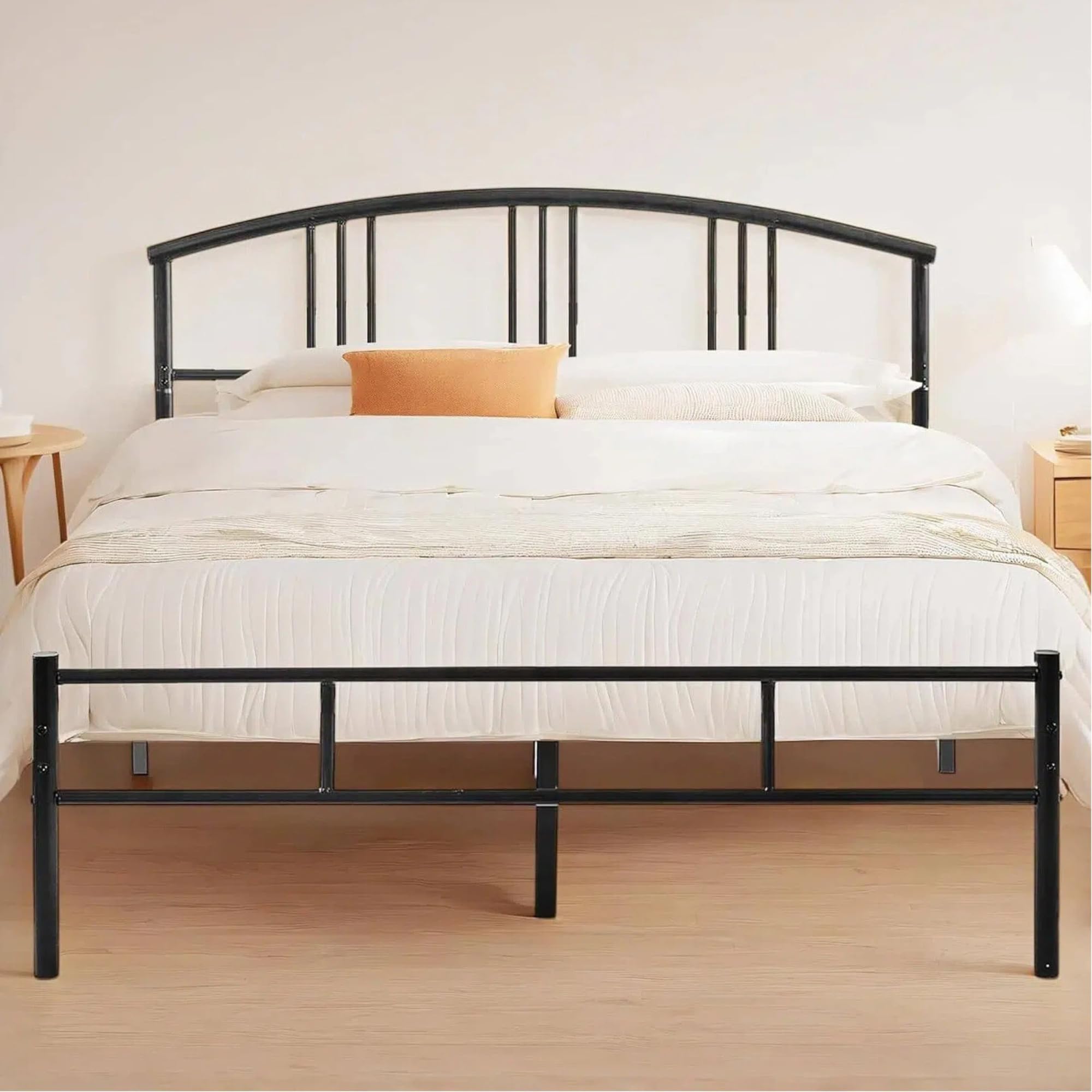 VECELO Queen Mattle Black Bed Frame with Headboard and Footboard, 14 Inch Metal Platform Mattress Foundation, Sturdy Premium Steel Slat/No Box Spring Needed