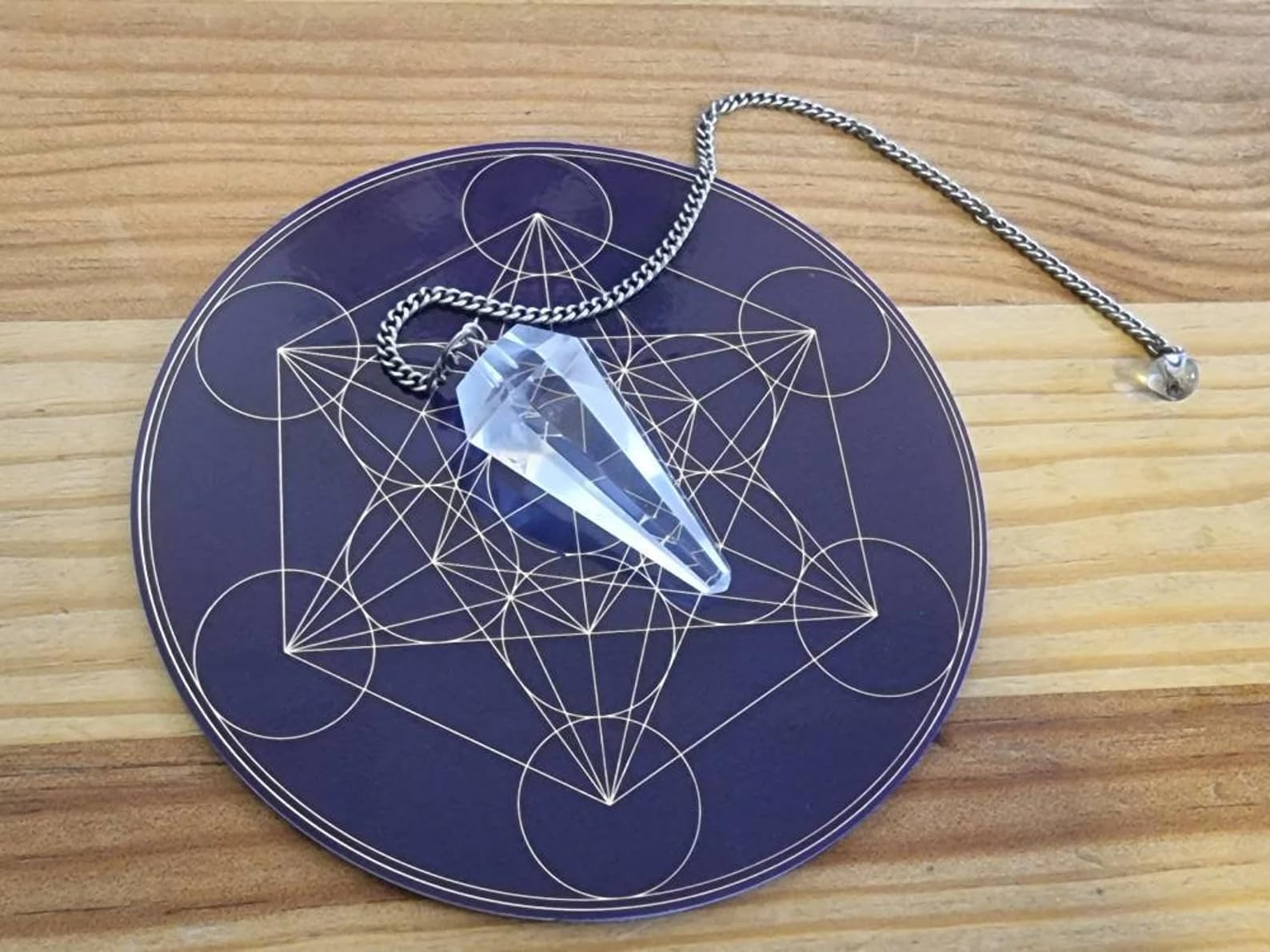 Disque Cube de Metatron et fleur de vie - Disque 10 cm protection et dynamisation à 2 faces cuivre plaqué or, émetteur passif d'ondes scalaires - Disque héliquantix