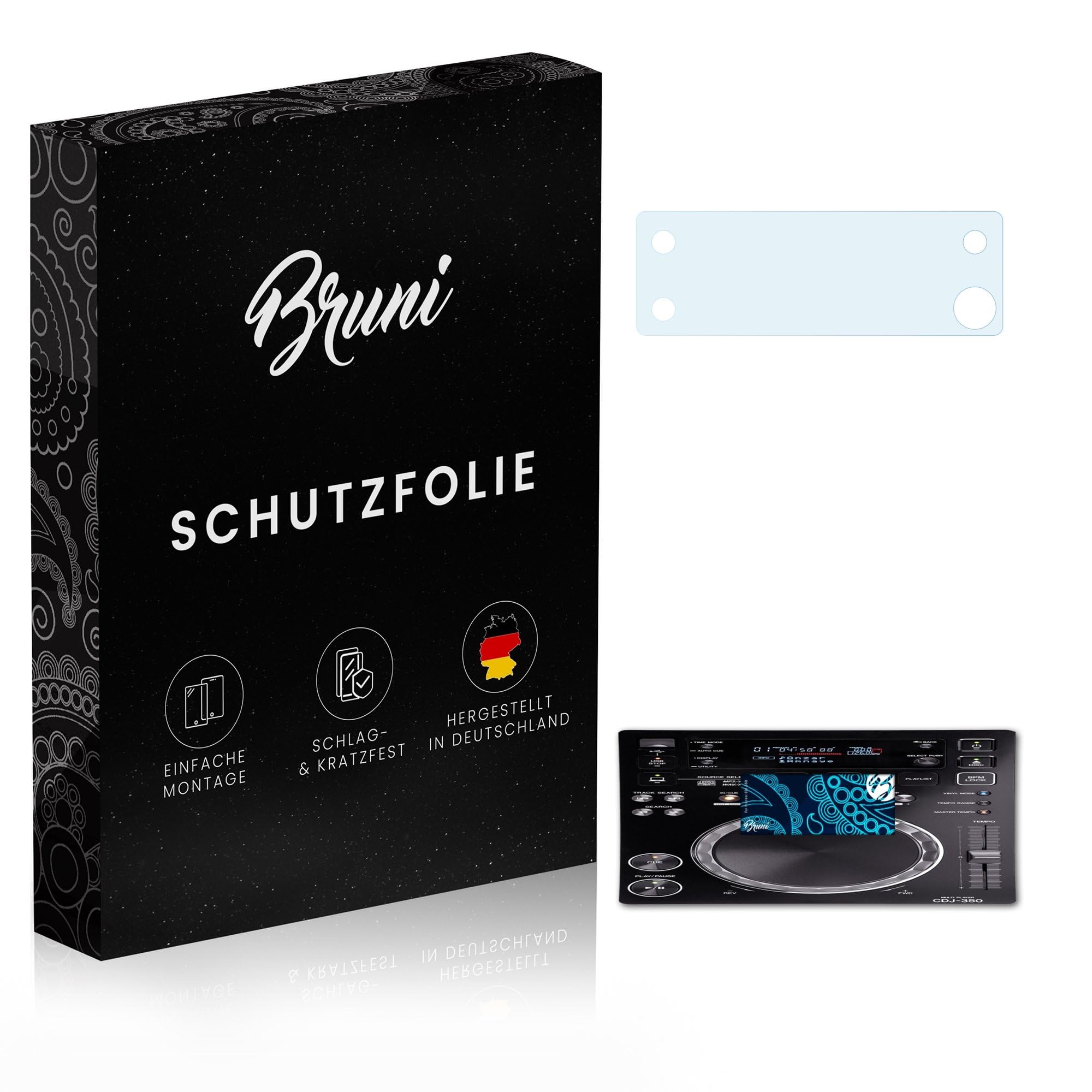 Bruni Screen Protector compatible with Pioneer CDJ-350 Protector Film, crystal clear Protective Film (2X)