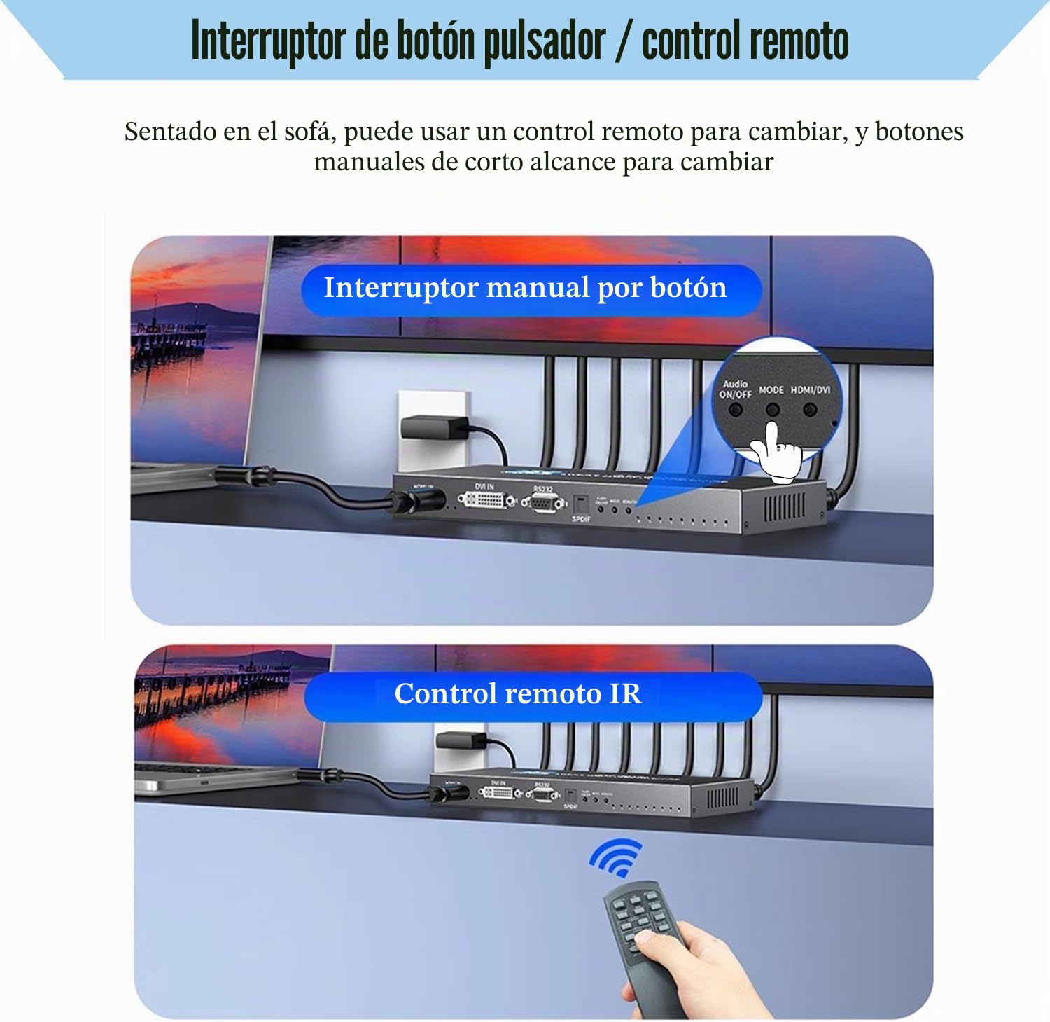 Video Wall Controller 3X3 4K TV Controlador de Pared 3x2 2x2 3x1 1x4 2x3 4x2 2x4 con Control Remoto para 9 Pantallas Empalme Soporte de rotación Imagen de 180º