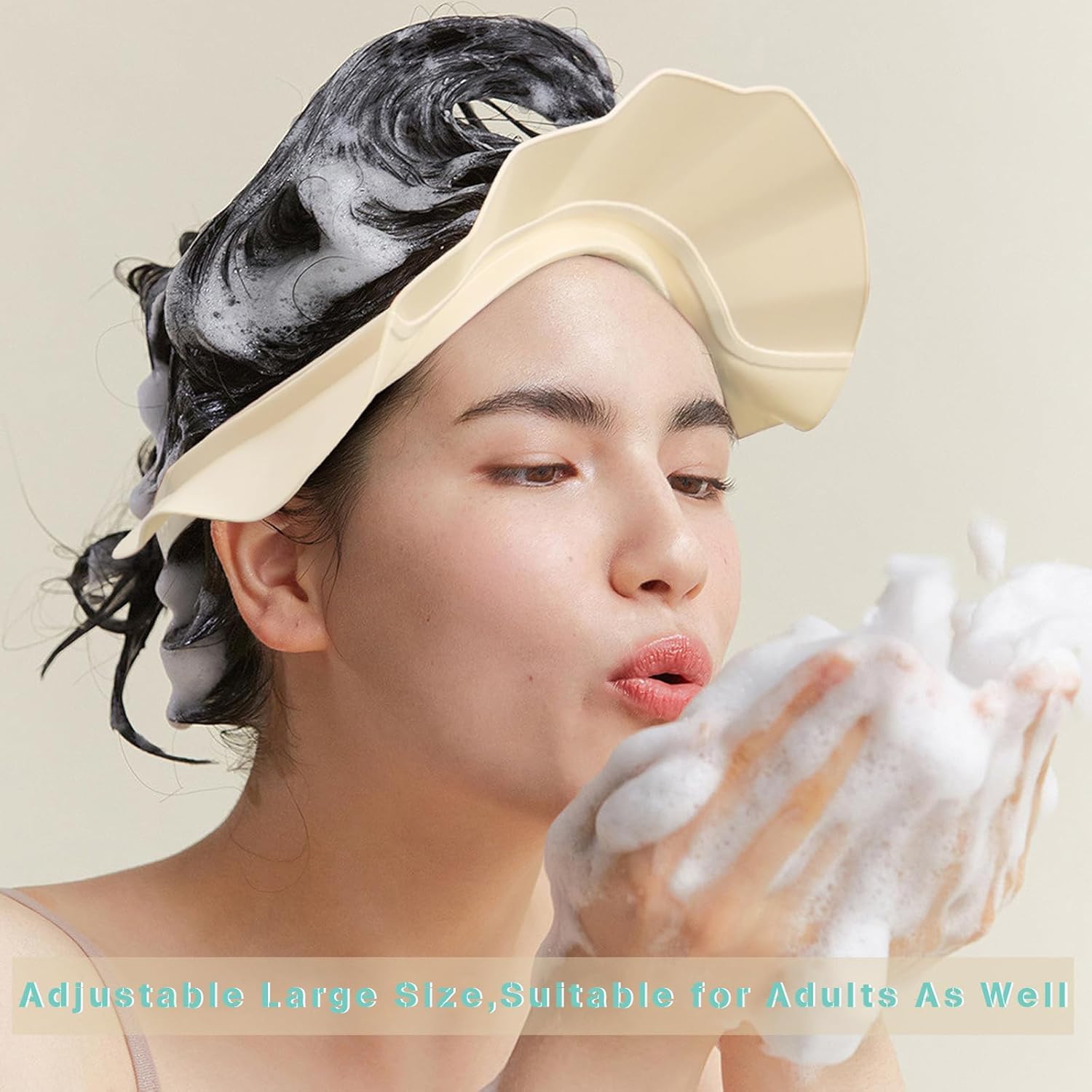 Baby Shower Cap Hat Soft Adjustable Bath Head Cap Visor for Washing Hair Safe Shampoo Shower Bathing Protection Head Eye Ear,Shampoo Caps for Toddler,Baby,Kids,Makes the Bath More Fun (White) - Image 4