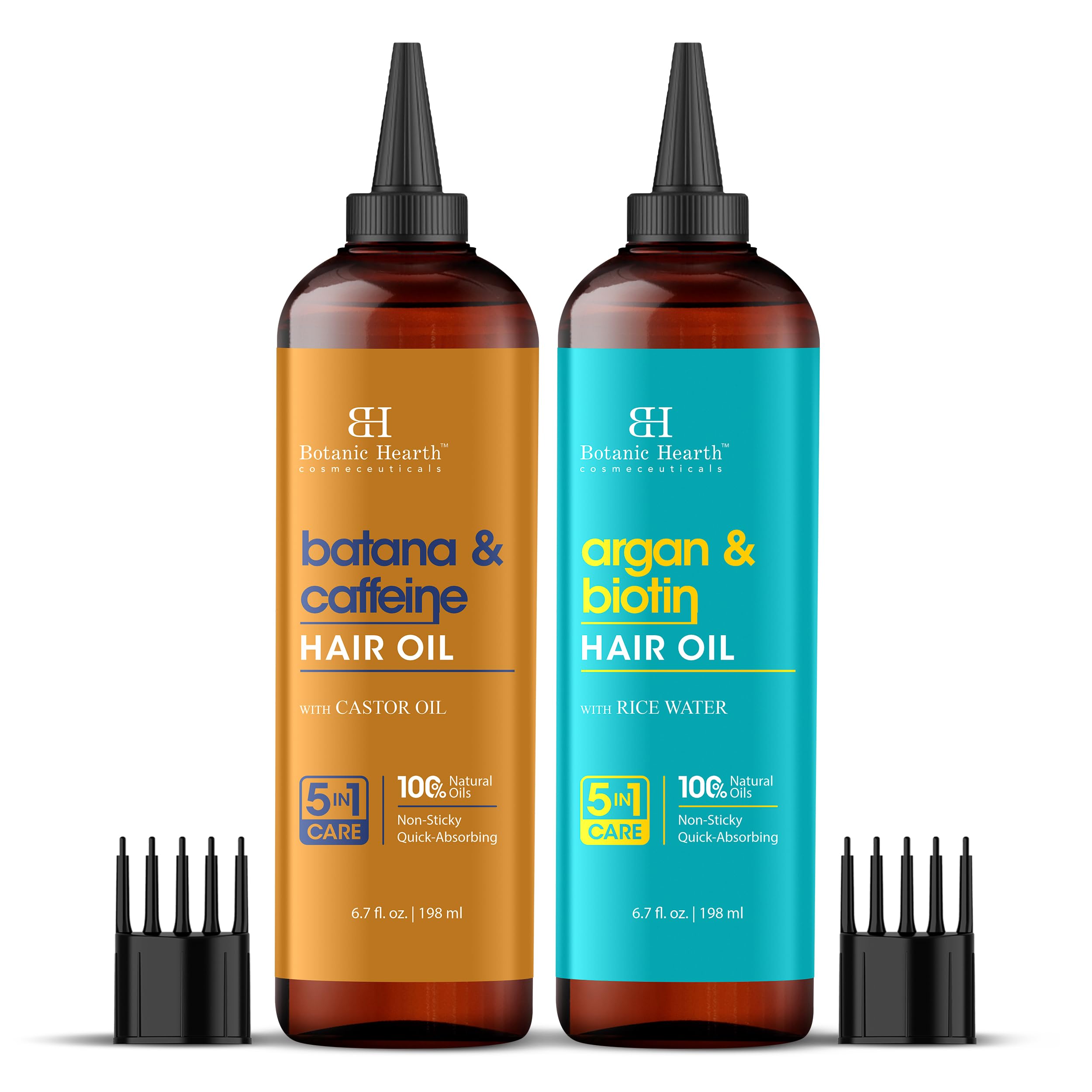 Botanic Hearth Batana & Caffeine and Argan & Biotin Hair Oil combo set 6.7 fl oz each