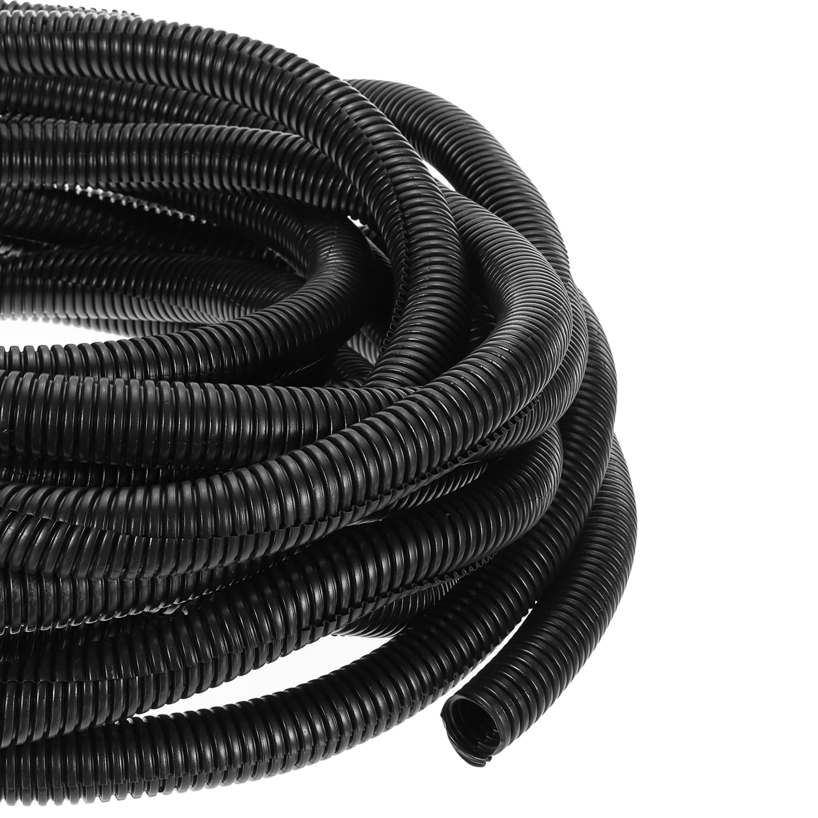 DMiotech 15m Wire Loom Split Tubing 31.8mm, Cord Protectors from Pet Flexible Conduit Cable Management for Office, Home, Garden, Black
